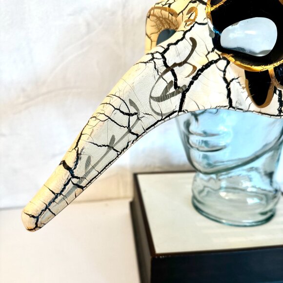 Venetian Carnivale Steampunk White Black Gold Plague Mask Long Nose Witch Hallow - Picture 6 of 7